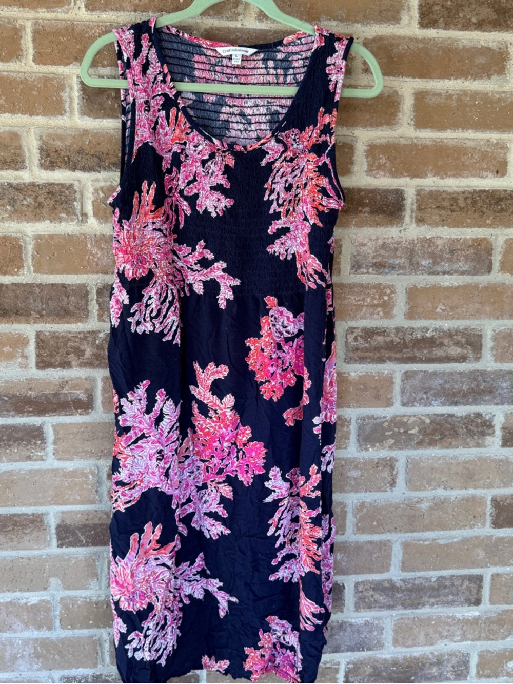 croft & barrow Black Midi Dress with Pink Floral Print